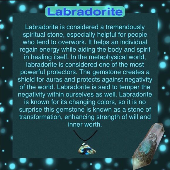 Labradorite Point Crescent Moon & Star Pendant Necklace - Picture 2 of 5